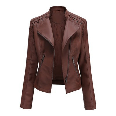 Women's Leather Jackets Women's Short Jackets Slim Thin Leather Jackets Ladies Motorcycle Suits