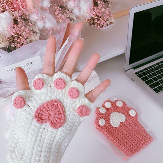 Diy Hand-woven Cat's Paw Gloves Material Package Homemade