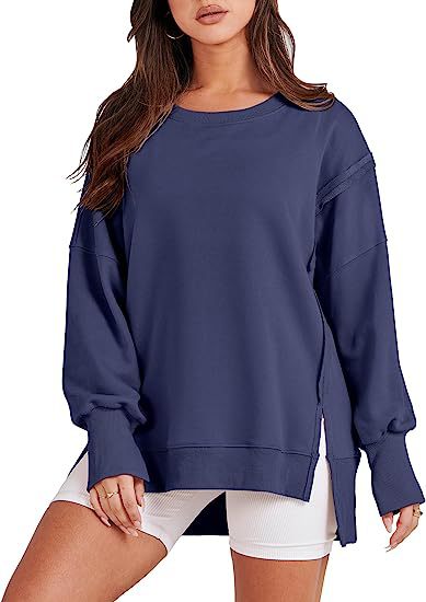 Solid Oversized Sweatshirt Crew Neck Long Sleeve Pullover Hoodies Tops Fashion Fall Women Clothes Winter