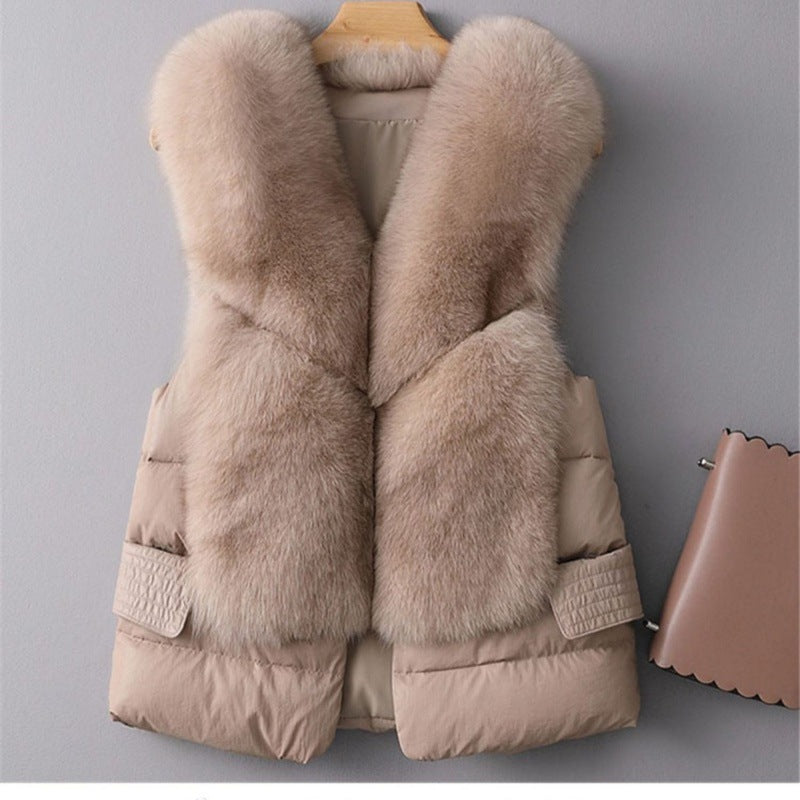 Winter Short Down Jacket Women's Imitation Fox Fur Woolen Women's Winter Wear Vest Cardigan